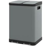 HOMCOM: Cubo de basura de 2 cubetas de 30 litros cada una, con tapa, pedal y cubeta interior de metal