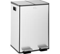 HOMCOM - Cubo de basura de 2 x 28 litros, sistema de separación de residuos, acero inoxidable con tapa de cierre suave, color plateado