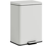 HOMCOM Cubo de Basura de Cocina 20 L en Metal con Pedal Tapa de Cierre Suave Crema Aosom España