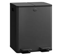 Homcom cubo de basura de cocina con 2 compartimentos 2x20l papelera cocina de acero inoxidable con pedal tapas de cierre suave y cubo extraíble para reciclaje residuos restos de comida negro