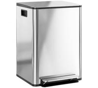 HOMCOM Cubo de Basura de Cocina con 2 Compartimentos 2x20L Papelera de Cocina de Acero Inoxidable con Pedales Tapas de Cierre Suave y Cubo Extraíble para Reciclaje Residuos Restos de Comida Plata