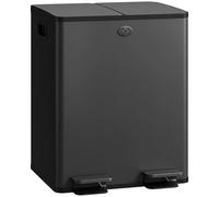 HOMCOM Cubo de Basura de Cocina con 2 Compartimentos 2x20L Pedal Negro
