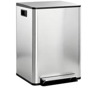 HOMCOM Cubo de Basura de Cocina con 2 Compartimentos 2x30L con Pedal Tapa de Cierre Suave y Cubo Extraíble Plata