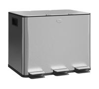 HOMCOM Cubo de Basura de Cocina con 3 Compartimentos 3x10L Papelera de Cocina de Acero Inoxidable con Pedales Tapas de Cierre Suave y Cubo Extraíble para Reciclaje Residuos Restos de Comida Plata