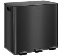 HOMCOM Cubo de Basura de Cocina con 3 Compartimentos 3x15L Negro Negro