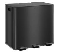 HOMCOM Cubo de Basura de Cocina con 3 Compartimentos 3x15L Negro Negro