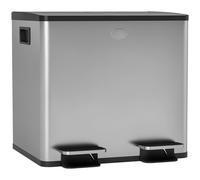 Homcom cubo de basura de cocina con 3 compartimentos 3x10l papelera de cocina de acero inoxidable con pedales tapas de cierre suave y cubo extraíble para reciclaje residuos restos de comida plata 1 cm