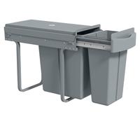 HOMCOM, cubo de basura extensible, contenedor de residuos para la cocina, con asa, 20 L + 10 L, color gris