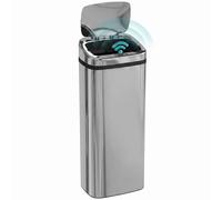 HOMCOM Cubo de Basura Inteligente Cubo basura cocina Botón Táctil Manual Bote Automático Cuadrado Tapa Acero Inoxidable Plateado 50L Aosom España