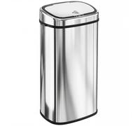 HOMCOM Cubo de Basura Inteligente de Acero Inoxidable 68L Sensor Infrarroja Apertura Automática y Contacto Manual 40,5x29,5x78 cm Plata Aosom España
