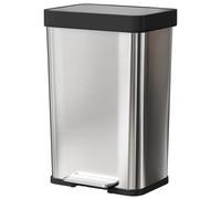 HOMCOM, cubo de basura para cocina, 60 litros, con pedal y tapa de cierre suave, acero inoxidable, color plateado