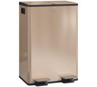HOMCOM Cubo de Cocina 2 Compartimentos de 2 x 28 L Acero Inoxidable Tapa con Cierre Suave 45,8x36x67,6 cm Oro Aosom España