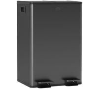 HOMCOM Cubo de cocina 2 compartimentos de 2 x 28 L, acero inoxidable, tapa de cierre suave, 45,8x36x67,6 cm, negro Aosom España