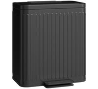 HOMCOM Cubo de cocina, 2 x 20 L compartimentos, separación eficiente de residuos, pedal, plástico, metal, negro