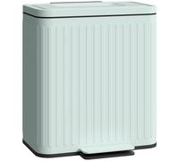 HOMCOM Cubo de cocina, 2 x 20 L-Fächer, separación eficiente de residuos, pedal, plástico, metal, Verde