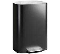 HOMCOM Cubo de cocina 50 L con función de mantenerse abierto, tapa de cierre suave, pedal, negro