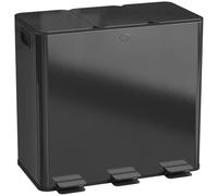 HOMCOM Cubo de cocina triple 3 x 20L con pedal, acero inoxidable, Negro | Tres compartimentos, cubos interiores extraíbles, tapa de cierre suave, resistente a huellas, para reciclaje y residuos