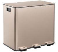 HOMCOM Cubo de Cocina Triple, Cubo de Pedal 3 x 15L, Cubo de Basura Triple de Acero Inoxidable con Tapa de Cierre Suave, Cubos Interiores Extraíbles, A Prueba de Huellas Dactilares para Reciclaje y