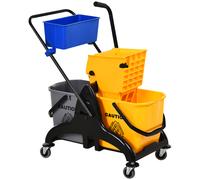 HOMCOM Cubo de Fregona 26 L con Ruedas Sistema de Escurridor Asa de Transporte y Doble Cubetas 78x45x95 cm Multicolor