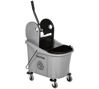 HOMCOM Cubo de Fregona con Ruedas 36L Carro de Limpieza con Escurridor de Presión y 2 Cubetas Separadas 54x41x91,5cm Gris Aosom España