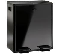 HOMCOM Cubo Doble Cocina 2x20L Acero Inoxidable Tapa Cierre Suave Negro | Cubo de Basura Doble, Cubos Interiores Extraíbles, Antihuellas, para Reciclaje y Residuos
