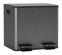 HOMCOM Cubo doble de cocina 2x15L, acero inoxidable, tapa suave, Negro | Cubo de basura doble, cubos interiores extraíbles, resistente a huellas, para reciclaje y residuos