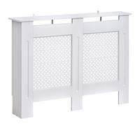 HOMCOM Cubre Radiador Blanco Cubierta de Radiador Madera con Estante y Panel Decorativo Elegante y Moderno 111.5x19x82 cm Aosom España