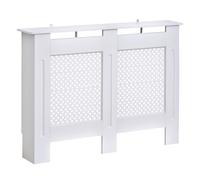 HomCom Cubierta para radiador Elegante y moderna con estante y listones Blanco 111,5x19x82 cm