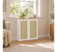 HOMCOM Cubre Radiadores con 2 Puertas de Ratán 78x19x75 cm Blanco | Cubreradiador, Cubierta para Radiador, para Salón, Dormitorio