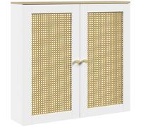 HOMCOM Cubre Radiadores con 2 Puertas de Ratán Cubreradiador Cubierta para Radiador para Salón Dormitorio 78x19x75 cm Blanco