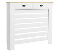 HOMCOM Cubre Radiadores con Cajón de MDF 111x19x95,5 cm Blanco | Cubreradiador, Cubierta para Radiador, Diseño Moderno de Listones, Salón, Dormitorio