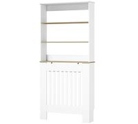 HOMCOM Cubre Radiadores con Estantería de 3 Niveles Cubreradiador Moderno de MDF Diseño de Lamas 78x19x165 cm Blanco