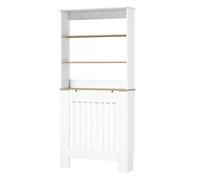 HOMCOM Cubre Radiadores con Estantería de 3 Niveles 78x19x165 cm Blanco | Cubreradiador Moderno de MDF, Diseño de Lamas, Cubierta para Radiador, para Salón, Dormitorio