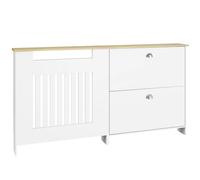 HOMCOM Cubre Radiadores con Zapatero Cubreradiador 152x19x81 cm Blanco | MDF, Cubierta para Radiador, 2 Cajones Abatibles, Diseño Moderno de Listones, para Salón y Dormitorio
