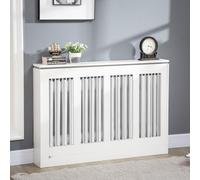 HOMCOM Cubre Radiadores de MDF con Listones, Repisa, 120x18x84 cm, Blanco | HOMCOM Cubreradiador, Cubierta para Radiador con Tubos de Acero, Diseño Moderno, para Salón, Dormitorio