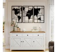 HOMCOM Decoración de Metal para Pared de Mapa Mundial, 3 Piezas, Negro