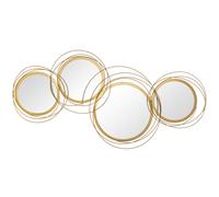 HOMCOM Decoración de Pared 3D con Espejos Redondos Adorno Metálico Dorado para Salón Dormitorio Comedor 107x56cm Aosom España