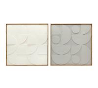 HOMCOM Decoración de Pared de Madera 3D de 2 Piezas con Patrones Geométricos Huecos para Salón Dormitorio Pasillo Blanco