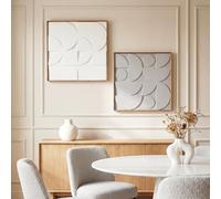HOMCOM Decoración de Pared de Madera 3D, Juego de 2 Piezas, Adornos de Pared 80 cm con Patrones Geométricos Huecos, Decoración Moderna para Salón, Dormitorio, Pasillo, Blanco