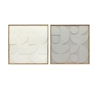 Homcom decoración de pared de madera 3d, juego de 2 piezas, adornos de pared 80 cm con patrones geométricos huecos, decoración moderna para salón, dormitorio, pasillo, blanco