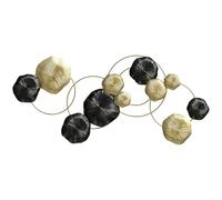 HOMCOM Decoración de Pared de Metal con Forma de Hoja de Loto, Adorno para Salón Moderno, Escultura de Pared para Decoración Dorado y Negro 84x4x35 cm