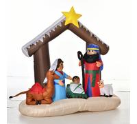 HOMCOM Decoración Inflable de Navidad 183 cm con Luces LED Incluye Inflador Tipo Arco Bíblico del Nacimiento de Jesús 201x100x183 cm Aosom España