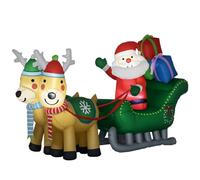 HOMCOM Decoración Inflable de Navidad Papá Noel con Trineo y 2 Renos Decoración Navideña con 4 Luces LED 210x70x125 cm Aosom España