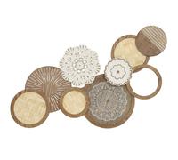 HOMCOM Decoración mural de madera, escultura mural de madera, diseño único con múltiples discos, 83,8 x 44,5 cm, madera natural Aosom España