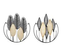 HOMCOM Decoración mural de metal 2 piezas 3D Hojas 40x46cm