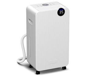 HOMCOM Deshumidificador, 12L/día, Depósito 2,1L, Silencioso, Deshumidificador Eléctrico con 4 Modos, Pantalla LED, Temporizador, Apagado Automático, Bloqueo Infantil y Drenaje Continuo, hasta 12-25㎡