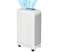 HOMCOM Deshumidificador Eléctrico 12L/día Deshumidificador Silencioso hasta 13-18m² con Ruedas Temporizador de 24 Horas Pantalla Digital de Humedad y Asa para Dormitorio Blanco