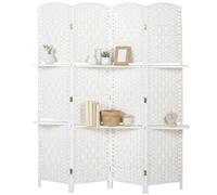 HOMCOM Divisor de Ambiente Plegable de 4 Paneles 160x170cm Blanco | Pantalla de privacidad independiente, para sala de estar, dormitorio y oficina