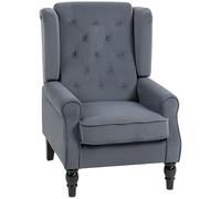 HOMCOM Elegante sillón orejero, muy acolchado, funda desmontable, 74 x 86 x 102 cm, Gris