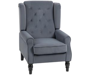 HOMCOM Elegante sillón orejero, muy acolchado, funda desmontable, 74 x 86 x 102 cm, Gris